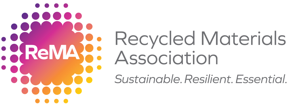 ReMA Logo: Recycled Materials Association. Sustainable. Resilient. Essential.