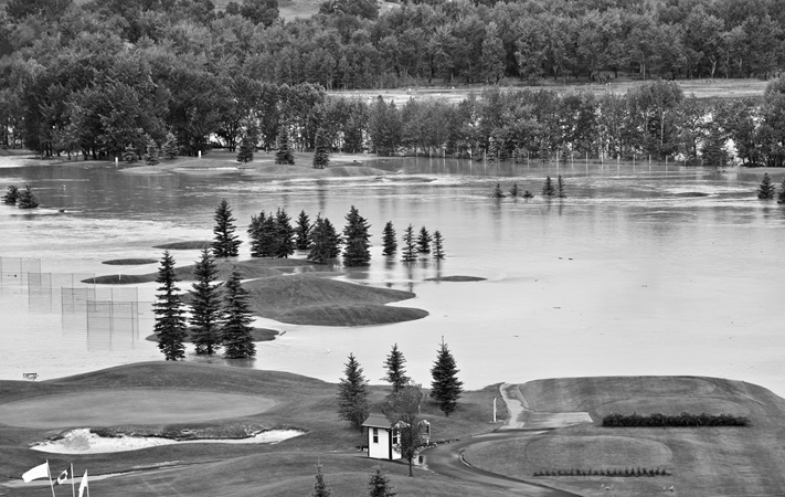 flooded golf course